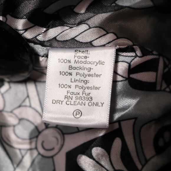 Dennis Basso Black Faux Mink Fur Coat Longline Oversized Winter Jacket Size L - Picture 7 of 10